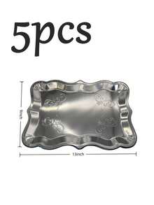 20/10/5pcs 9" X 13" Elegant Gold Rimmed Rectangular Paper Plates, Suitable For Dessert Display, Dining Table Party, Cupcake Display, Birthday Party, Wedding, Bridal Shower, Picnic, Everyday Home Use - Multicolor - View 29