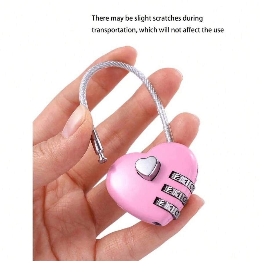 Mini Heart-Shaped Pink Padlock – Rust-Proof Keyed-Alike Luggage Lock For Suitcase, Backpack, Drawer, Travel & Dorm Cute Girl Heart Security - Pink - View 1