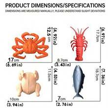Disassemble & Assemble Lobster/King Crab/Turkey/Fish Model Toys, Helps Kids Identify Food Structure, Crab Legs Make Crisp Sounds For Stress Relief, Suitable For Teens And Children, Simulated Kitchen Toy Set, Educational Food Identification Toy, Can Be Used As Decor For Boys And Girls - Burgundy - View 10