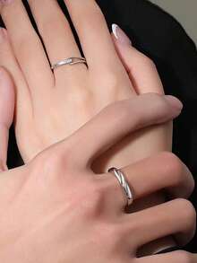 2枚独特鲁伯特之泪设计可调节情侣戒指，友谊戒指，情人节礼物 - 復古銀色 - 查看 5