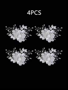 三件套大花朵新娘婚礼发夹，水晶珍珠发夹，头饰，新娘发饰，珠宝，钻石镶嵌，闪亮浮雕，白色花朵