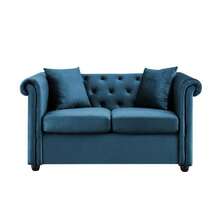 Scotia 2 Seater Sofa Blue Velvet - Blue - View 3