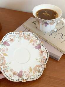 1pc European Retro Gold Plated Afternoon Tea/Coffee Cup & Saucer Set, Housewarming/Birthday Gift, Coffee/Tea Set - Multicolor - View 6