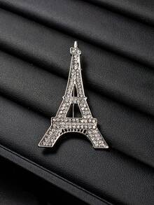 Minimalist Fashion Rhinestone Brooch, Casual Iron Tower Design Clothing Pin, Suitable For Women's Daily Wear - Iron Tower - View 5