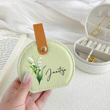 1pc Customized Birthday Flower & Name Women's Jewelry Box, Fashionable Personalized Leather Jewelry Organizer, Perfect Gift For Mother, Girlfriend, Anniversary, Mother's Day - Multicolor - View 7