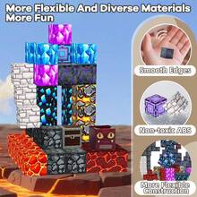 100/200/400 Peças Conjunto de Blocos de Construção Magnéticos do Mundo da Lava - Brinquedos de Construção de Cubos Magnéticos, Adequado para Presentes de Halloween, Natal e Aniversário - Brinquedos Sensoriais STEM para Crianças de 3+ Anos - Multicolorido - Visão 3