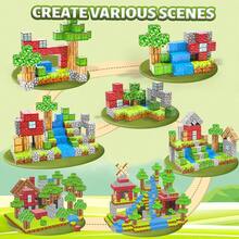 Dense Forest Themed Magnetic Blocks Set (80-240PCS) Kids' Primeval Forest Scene Building Toy Realistic Vegetation & Animal Accessories Early Education Blocks For Spatial Thinking & Creativity Best Birthday Gift For Kids 3+ - Multicolor - View 5