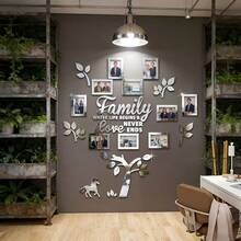 10-Piece Acrylic Mirror Photo Frame Stickers | Removable Wall Decor Tiles For Bedroom, Living Room, Home Office - Self-Adhesive Memory Board - Silver - View 9