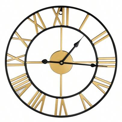 Metal Wall Clock For Garden, Large Wall Clocks For Living Room, Silent Non-Ticking Roman Numerals Wall Clock For Indoor & Outdoor, Vintage Look Clock For Bedroom, And Kitchen – Large 60 Cm