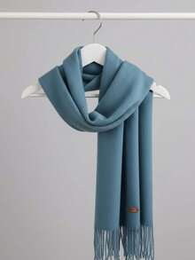 1pc Autumn/Winter Cozy Fringed Knit Scarf, Versatile And Warm - Multicolor - View 3