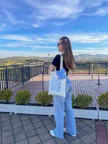 Tote Bag, Blue Shell Design - 100% Cotton, 33x40cm - Màu be - Xem 2