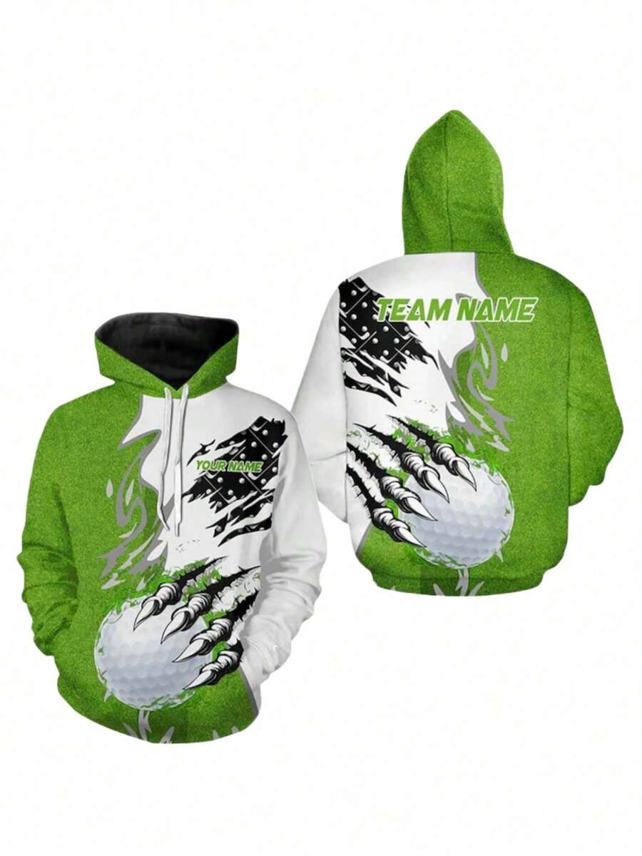 Custom Golf Hoodie With Team Name & Your Name – Green White Claw Golf Ball Graphic, Unisex Pullover, Gift For Golfers, Team Apparel - Nhiều màu - Xem 1
