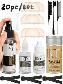 20件套蕾丝假发造型工具套装，包含蕾丝胶水、蕾丝胶水去除剂、蜡棒和熔化喷雾 - 假发、发际线和婴儿发固定套装 - Lace Wig Tool Kit - 查看 12