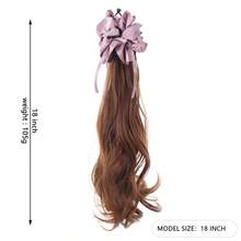Extensión de coleta de satén morado con cordón - Pieza de cabello trenzado rizado largo, accesorio de cabello sintético realista para aumentar el volumen - Multicolor - Ver 13