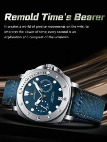 POEDAGAR ساعة يد رجالية كاجوال بإطار دوار وتاريخ بعقارب الثواني، بسوار من النايلون والجلد، مقاومة للماء وبوظيفة إضاءة، ساعة فاخرة للاستخدام اليومي، هدية مثالية للرجال - الأزرق - مشاهدة 7