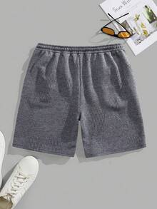 MAISONFOX Celana Pendek Pria Musim Panas dengan Tali Serut, Bahan Jacquard Bertekstur, Cocok untuk Berenang, Liburan, Kebugaran, Gaya Hawaii - Dark Grey - View 4