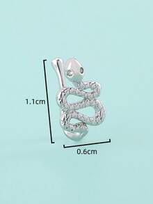 Nooxian 1个镶嵌微雕锆石的蛇形U型假鼻环 - 銀色 - 查看 7