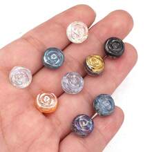 20pcs/Pack 10mm Glass Rose Round Beads, Electroplated Rose Beads For Jewelry Making DIY Bracelet Necklace, Valentine's Day Rose Beads