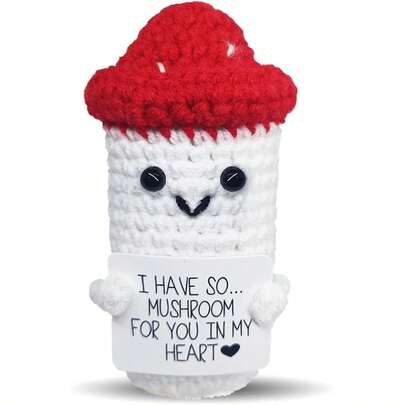 1pc Mini Mushroom Crochet Dolls Are Interesting Gifts For Friends, And Positive Mushroom Crochet Encourages Mental Health Gifts For Family And Friends (Pleurotus Eryngii).