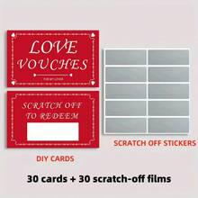 30-Piece Set Creative DIY Scratch-Off Cards & Stickers – Surprise Gift Cards Ideal For Birthday Presents Anniversary Surprises Valentine's Romantic Moments Couple Daily Interaction Party Favors To Add Sweetness To Special Occasions & Create Heartwarming Surprises For Loved Ones - Multicolor - View 12