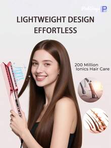 PinkSings 2-In-1 Hair Dryer/Straightener, High-Speed Airflow + Fast Heating + Temperature Adjustable + LCD Display + Auto Shut-Off + Gentle On Hair - Pink - View 8