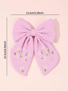 1pc Embroidered Daisy Hair Clip, Cute White Floral Print Alligator Clip, Suitable For Daily Wear, School, Vacation, Party, Spring/Summer, Elegant Forest Princess Hair Accessory. Birthday Gift For Daughter, Adorable Hair Clip For Girls, Pink - Multicolor - View 6