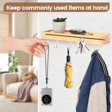 Wooden Key Holder For Wall Storage Hook 1 SetKey Hooks Wall Mounted Key Rack Shelf With Hooks WoodKey Hanger With 4 Hooks For Entryway Hallway Bedroom Office Home Decor - 1 - View 7