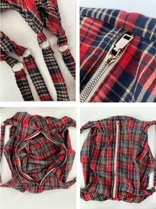 大容量格纹单肩包，女士斜挎包，休闲百搭手提包，玫红色，轻巧可折叠，面料柔软，拉链设计，适合工作、学习、旅行 - 玫瑰紅 - 查看 9