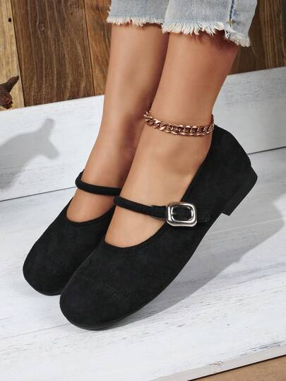 Zapatos de punta redonda con efecto vintage de ante para mujer, nuevos zapatos tipo Mary Jane suaves para primavera/otoño, zapatos de baile clásicos