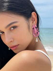 ZA 女士彩色龙虾耳环 - 水果吊坠长款耳环 | 情人节礼物 春假吸睛配饰