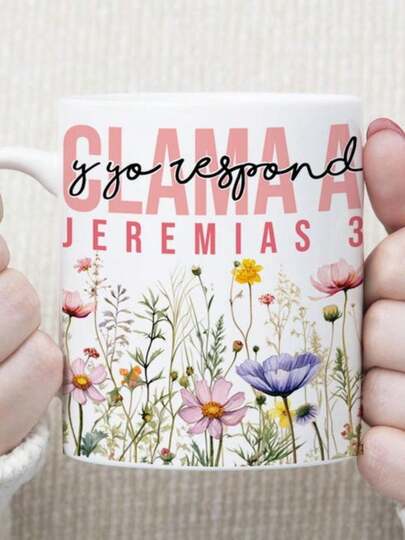 Diseño De Taza Con Versículo Bíblico En Español: Regalo Floral Inspirador (Diseño Digital),,1pc, 11oz Ceramic Coffee Mug With - Insulated, Hand Wash Only - The Perfect Gift For Coffee Lovers, Men And Women