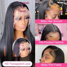 30 Inch 13x4 Straight Pre Bleached Knots Transparent Lace Front Wigs For Women 180% Density Invisible Lace Front Wigs Pre Plucked Hairline Human Hair Lace Wig Valentine's Day