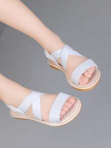 儿童夏季休闲细跟超柔软平底凉鞋 - 米色 - 查看 3