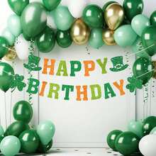 Happy Saint Patricks Day Birthday Banner St Patricks Day Green Lucky Birthday Garland - Multicolor - View 3