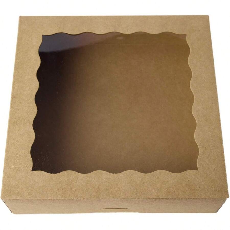 Cajas para galletas, Cajas grandes para tartas, con ventana de PVC, Caja desechable natural para galletas, Paquete - Negro - Ver 1