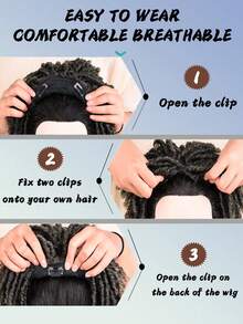 1 Stylish Black Curly Braided Wig - Short Synthetic Half-Head Wig, Easy-To-Wear Clip-On Braid, Heat Resistant, Suitable For People With Thinning Hair And Festive Celebrations, Wig Accessories, Unisex - Multicolor - View 11