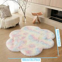 1pc Delicate Floral Plush Carpet, Made Of Soft And Fine Quality Fabric. Sturdy And Durable Construction, Sweet And Lively Design, Luxurious Aesthetic To Enhance Home Decor, Suitable For Placement In Various Locations - Black - View 9