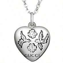 GUCCI Heart Pendant Necklace - "Blind For Love" Engraving, Sterling Silver, Everyday Romantic Jewelry – Gucci YBB455542001 - Silver - View 4