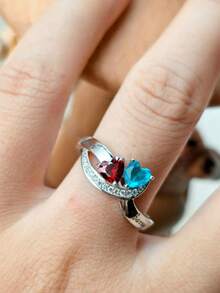 A Custom Personalized Birthstone Inlay Engraved English Name Ring With Multiple Names Is An Ideal Gift For Mother's Day, Valentine's Day, Wedding Anniversaries, Birthdays, Christmas, Graduations, And Family Gatherings. - Multicolor - View 3