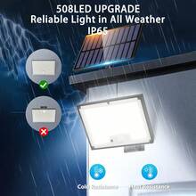 508 LED Solar Powered Outdoor Light With Motion Sensor, 3 Modes, 2-In-1 Solar Flood Light, IP65 Waterproof, Suitable For Yard And Driveway Lighting, Ideal For Halloween, Christmas, Holiday Gifts - White Light - View 3