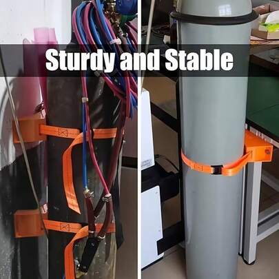 1 pieza Soporte fijo antivuelco para cilindro de oxígeno, soporte para cilindro de gas, fijador de cilindro de acero para laboratorio, soporte montado en la pared, tipo universal, adecuado para la conversión de furgonetas y accesorios de remolques de viaje.