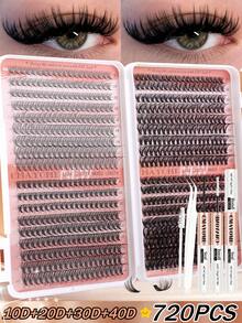 Bộ 720 sợi mi giả uốn cong kiểu D, với độ dài từ 10 đến 16 mm. Bộ mi giả bao gồm nhiều loại mi khác nhau, phù hợp hơn cho việc tự làm mi giả cá nhân, mi giả 3D, mi giả uốn cong kiểu Nga. - Màu nâu  Mocha - Xem 15