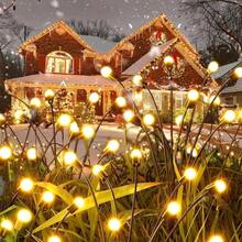 8颗LED太阳能萤火虫暖光灯，圣诞家居装饰，IP65防水，灯光如萤火虫般在空中飞舞，适用于别墅花园、万圣节装饰、派对装饰，智能可切换氛围灯，花园照明 - 暖白色 - 查看 8