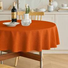 Faux Linen Fall Round Tablecloths 60 Inch, Waterproof Decorative Washable Texture Rustic Circle Table Cloth Cover For Dining Kitchen Party Farmhouse Outdoor(60 Inch,Round (2-4 Seats),Rust),Rust60inchRound - Rust60inchRound - View 1