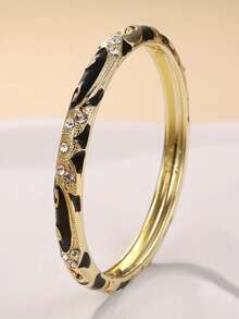 1pc Enamel Drip Oil Luxury Palace Style Hinged Bangle Bracelet, Convenient To Wear, Suitable As Birthday, Valentine's Day, New Year Gift, Party Or Holiday Wear - Thin Crown Bracelet - View 11