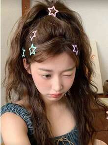 30pcs/Pack Y2K Colorful Drip Oil Star Hair Clips, Multi-Color Star Design, Vibrant Colors To Match Various Outfits, Add Cute And Lively Vibe To Hairstyles, Suitable For Girls, Applicable For Daily, Weekend Outings, Birthday Parties, Easily Enhance Personal Image And Create A Sweet, Charming Look - Multicolor - View 3