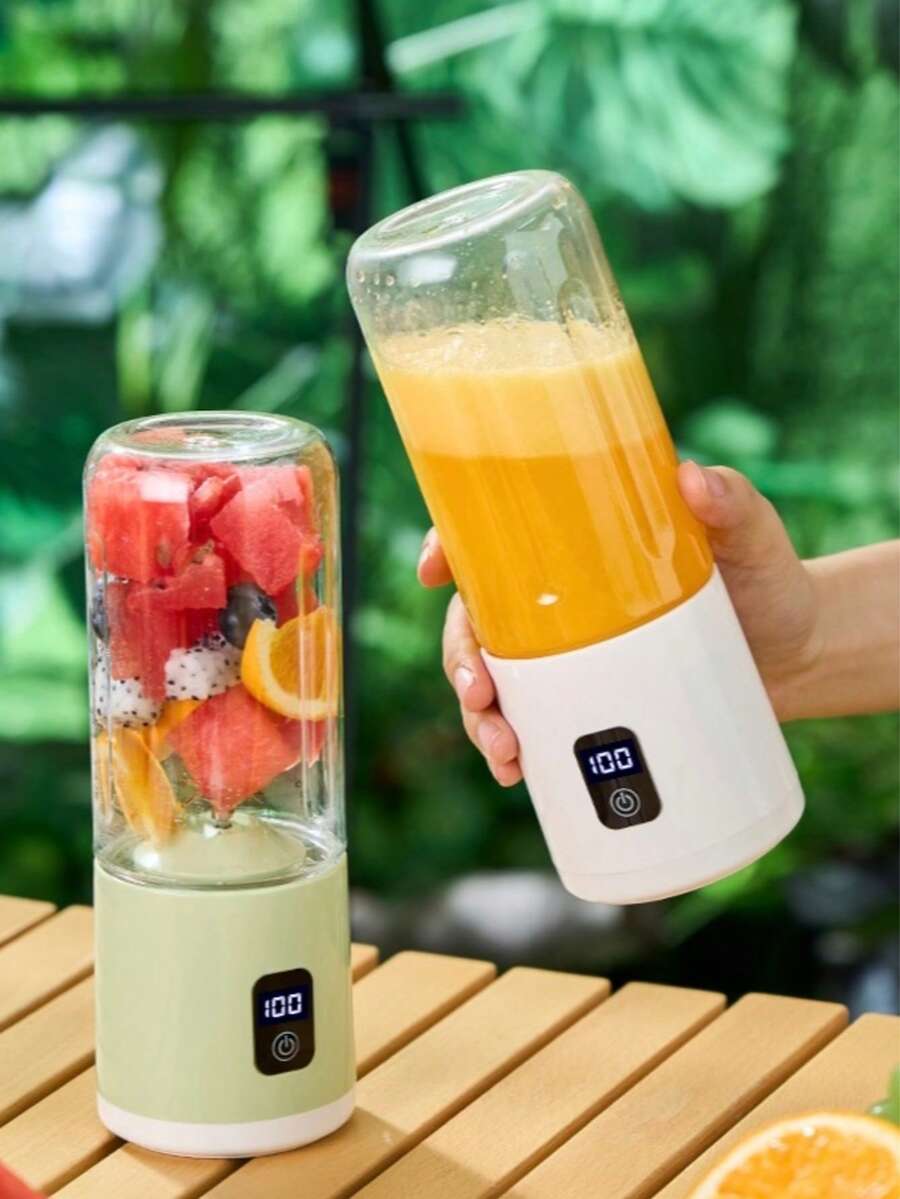 1 szt. przenośny blender i sokowirówka ładowana przez USB – akumulator o dużej pojemności 1500 mAh, zdolny do kruszenia lodu, łatwy w czyszczeniu, lekki, odpowiedni do napojów owocowych i warzywnych, koktajli, może być używany na kempingu, przenośny kubek do koktajli zasilany przez USB, idealny do podróży, biura i domu – idealny do koktajli, shake'ów, napojów proteinowych, przenośny blender, przygotowywanie jedzenia w podróży, elegancki blender osobisty, nowoczesne narzędzie kuchenne, blender biurowy do koktajli, stylowy kubek do blendowania