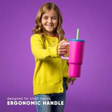 - Vaso para niños de 24 onzas con asa y tapa de silicona con popote A prueba de derrames y resistente a fugas Botella de acero inoxidable reutilizable Regalo para niños y niñas - Explorador de mezcla multicolor - Ver 4