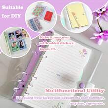 A6 Soft PVC 6 Rings Binder Cover Clear Budget Binder Clear A6 6-Hole Planner Binder Cover Yellow Purple Pink Round Ring Binder Cover For Refillable Notebook - Multicolor - View 8