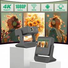 2026旗舰智能双屏投影仪：原生1080P，图像质量清晰，300英寸巨幕，沉浸式观看体验，自动对焦和梯形校正，无需手动操作，触摸屏+WiFi6，操作流畅，Android 12系统，可自由安装应用程序，适用于客厅、卧室、派对等场合，简约而不失精致。 - 查看 1